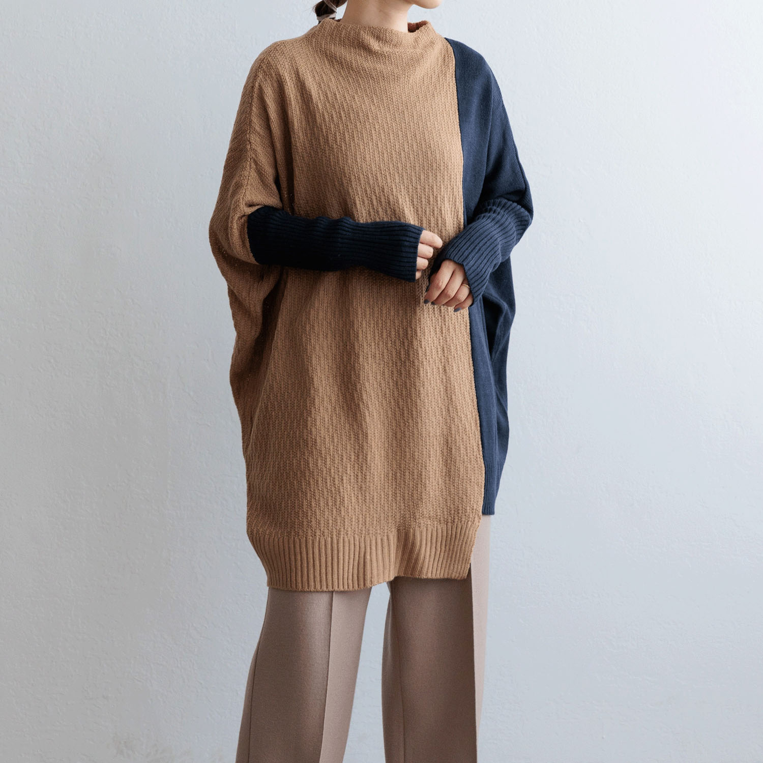 【my life】ボトルネック コクーン バイカラーチュニックニット - 画像12