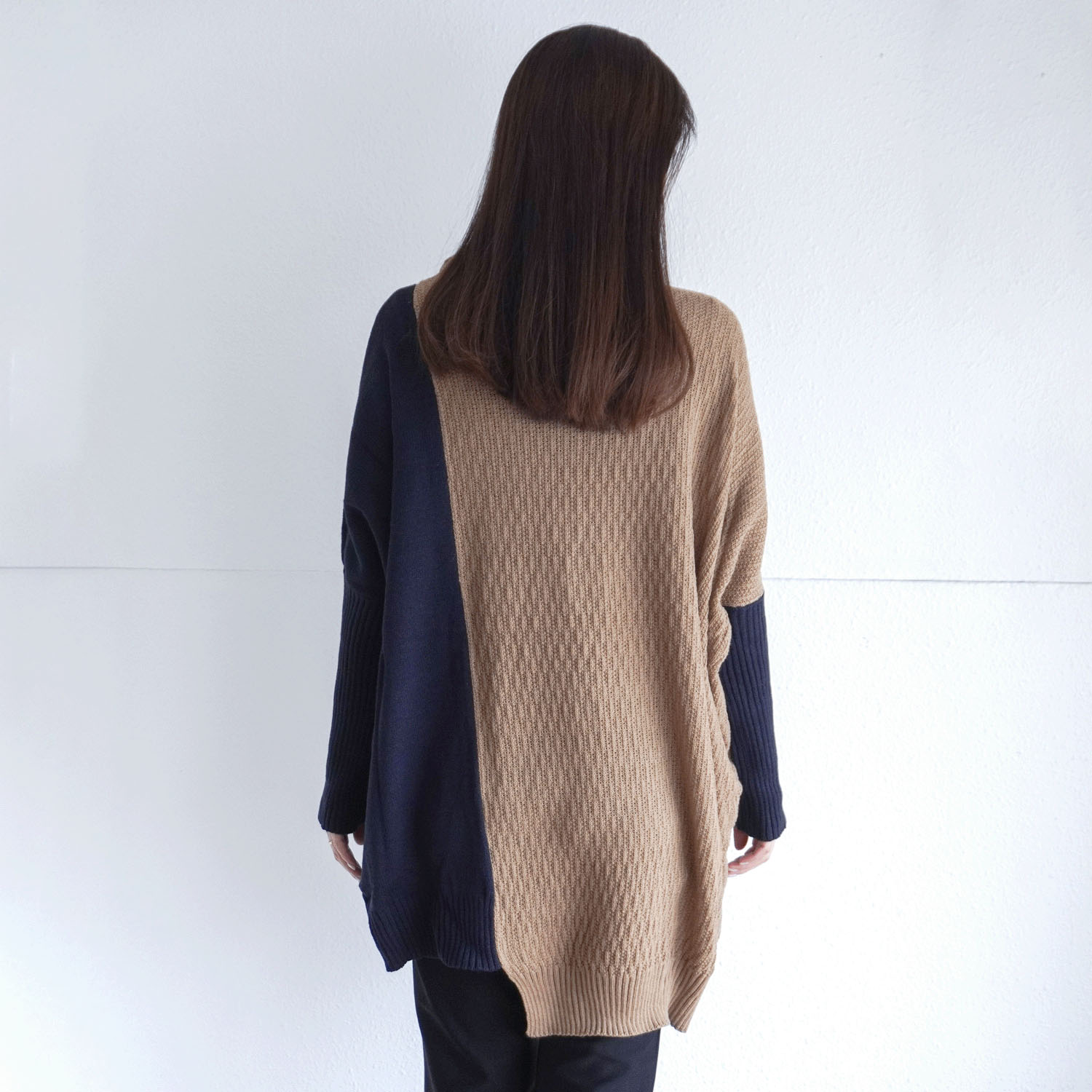 【my life】ボトルネック コクーン バイカラーチュニックニット - 画像4