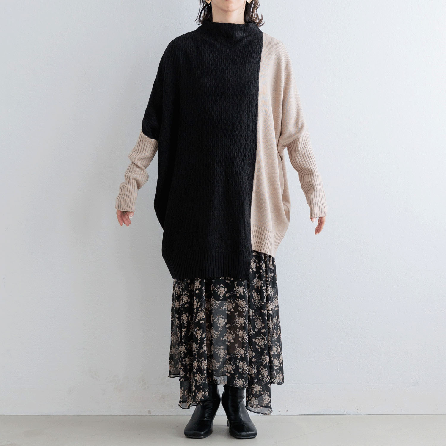 【my life】ボトルネック コクーン バイカラーチュニックニット - 画像8