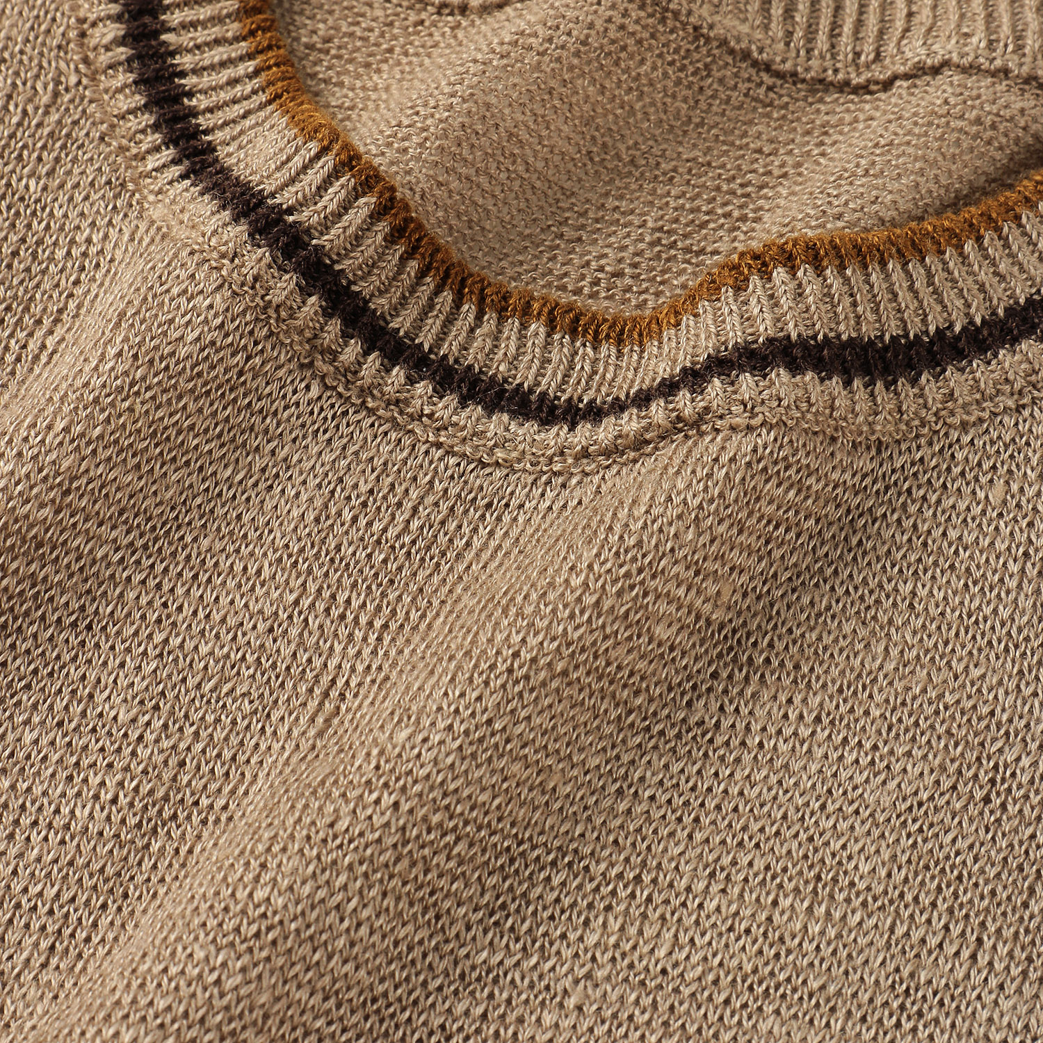麻100％3配色丸首プルオーバー - 画像11