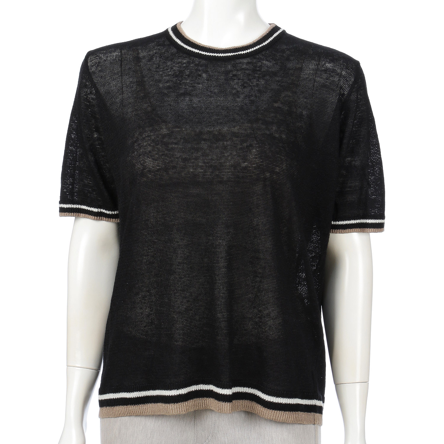 麻100％3配色丸首プルオーバー - 画像5