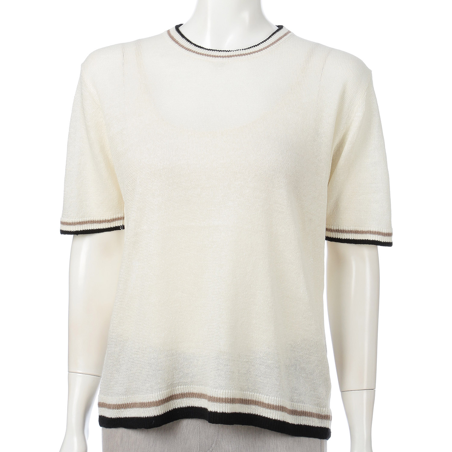 麻100％3配色丸首プルオーバー - 画像7