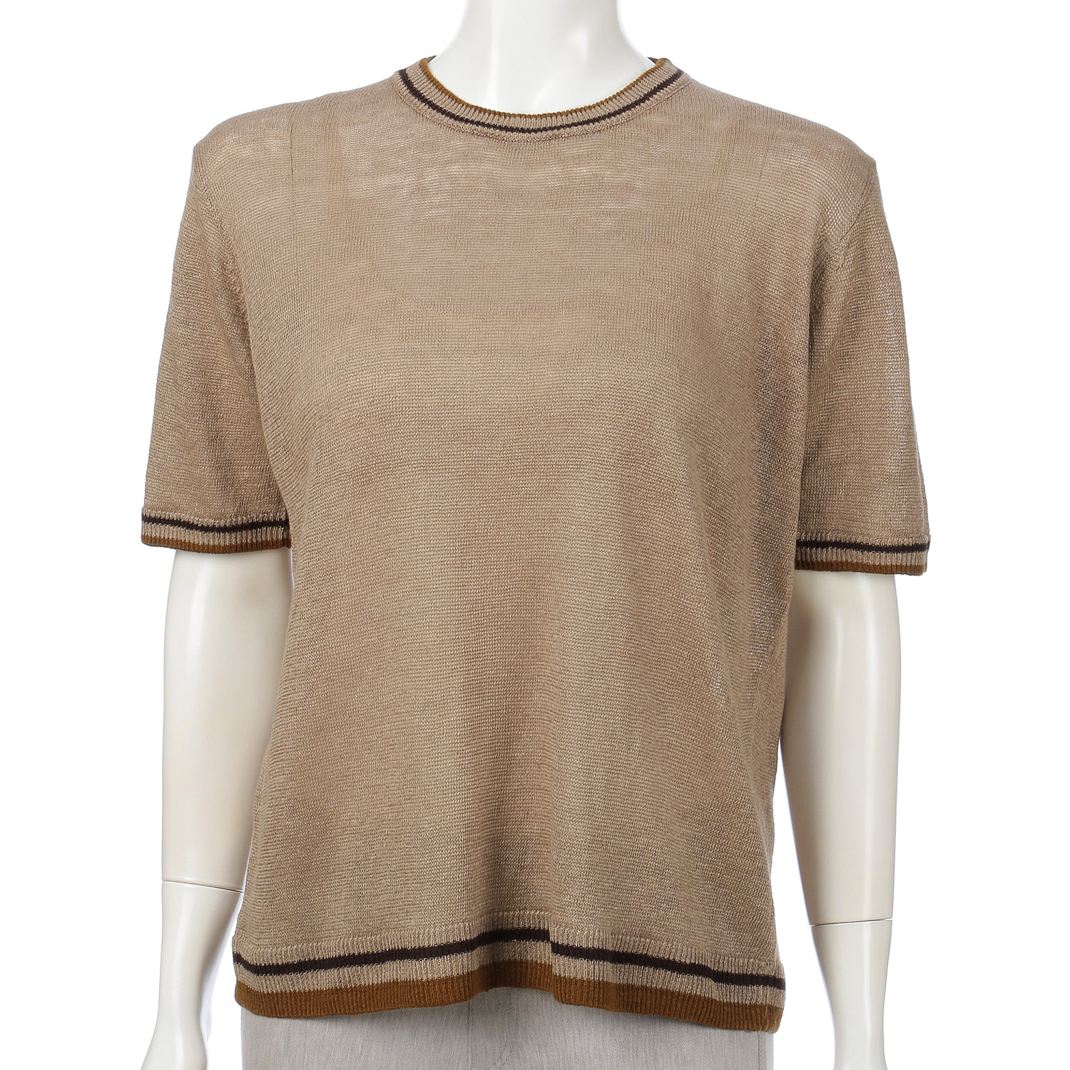 麻100％3配色丸首プルオーバー - 画像9