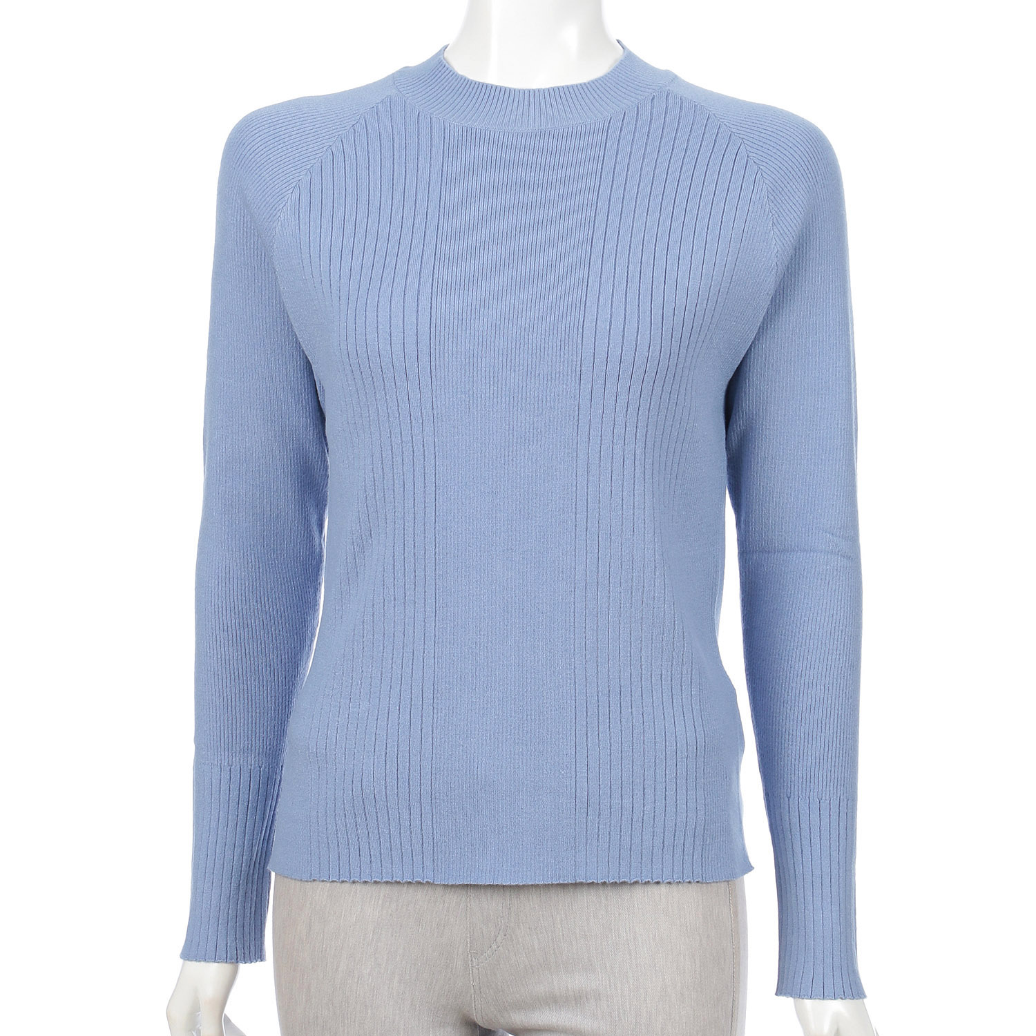 リブ編みハイネックプルオーバー - 画像1