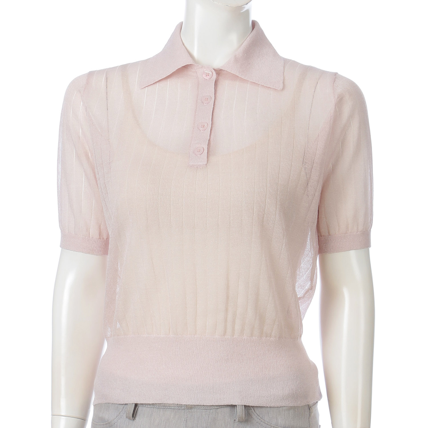 シアーポロ衿セーター - 画像1