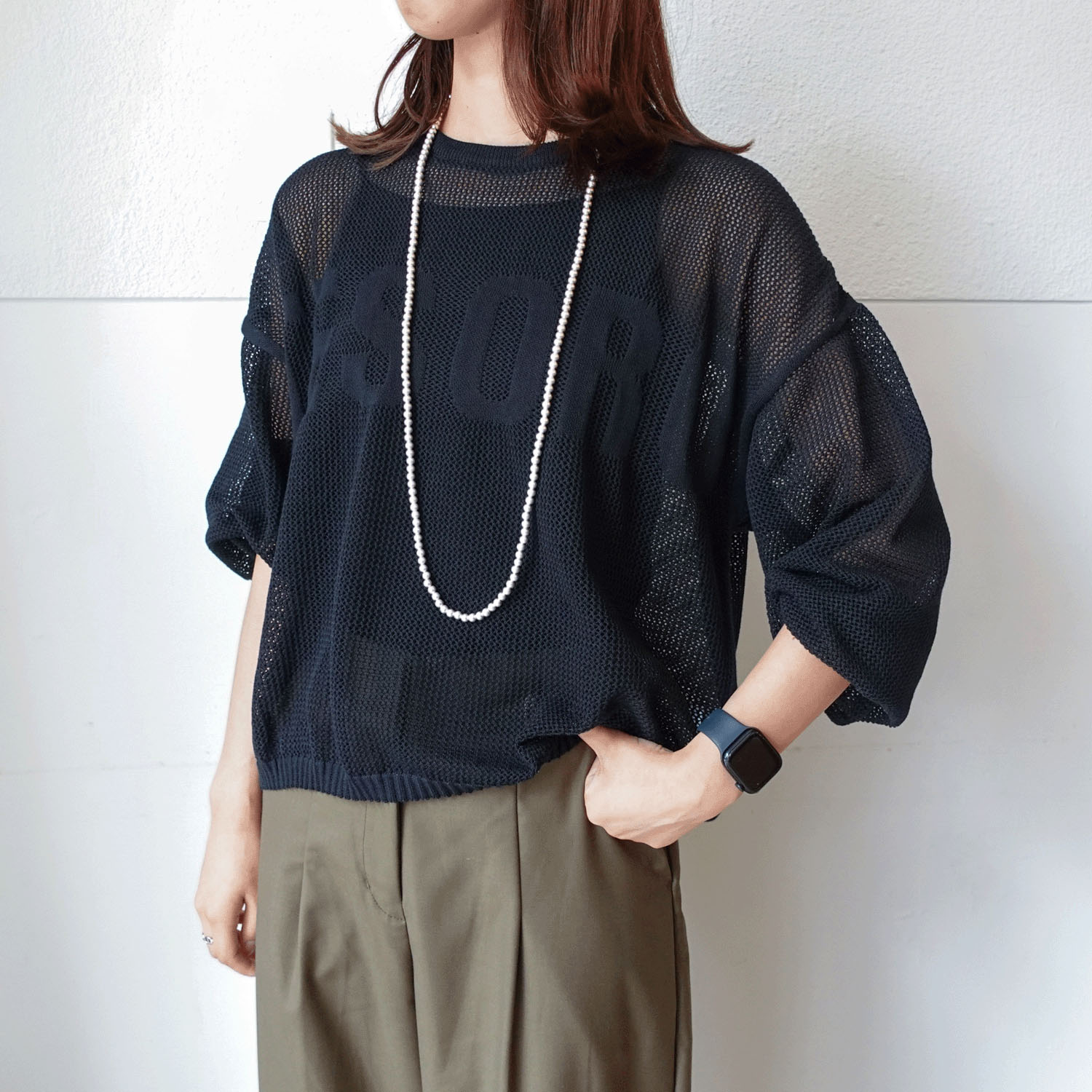 メッシュ英字柄レイヤード - 画像2