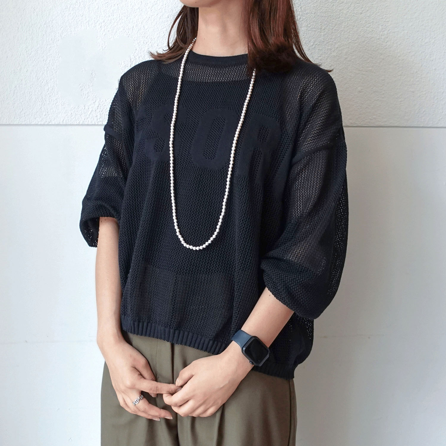 メッシュ英字柄レイヤード - 画像6