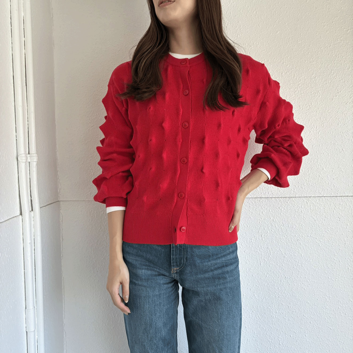 ポコポコ編地カーディガン - 画像2