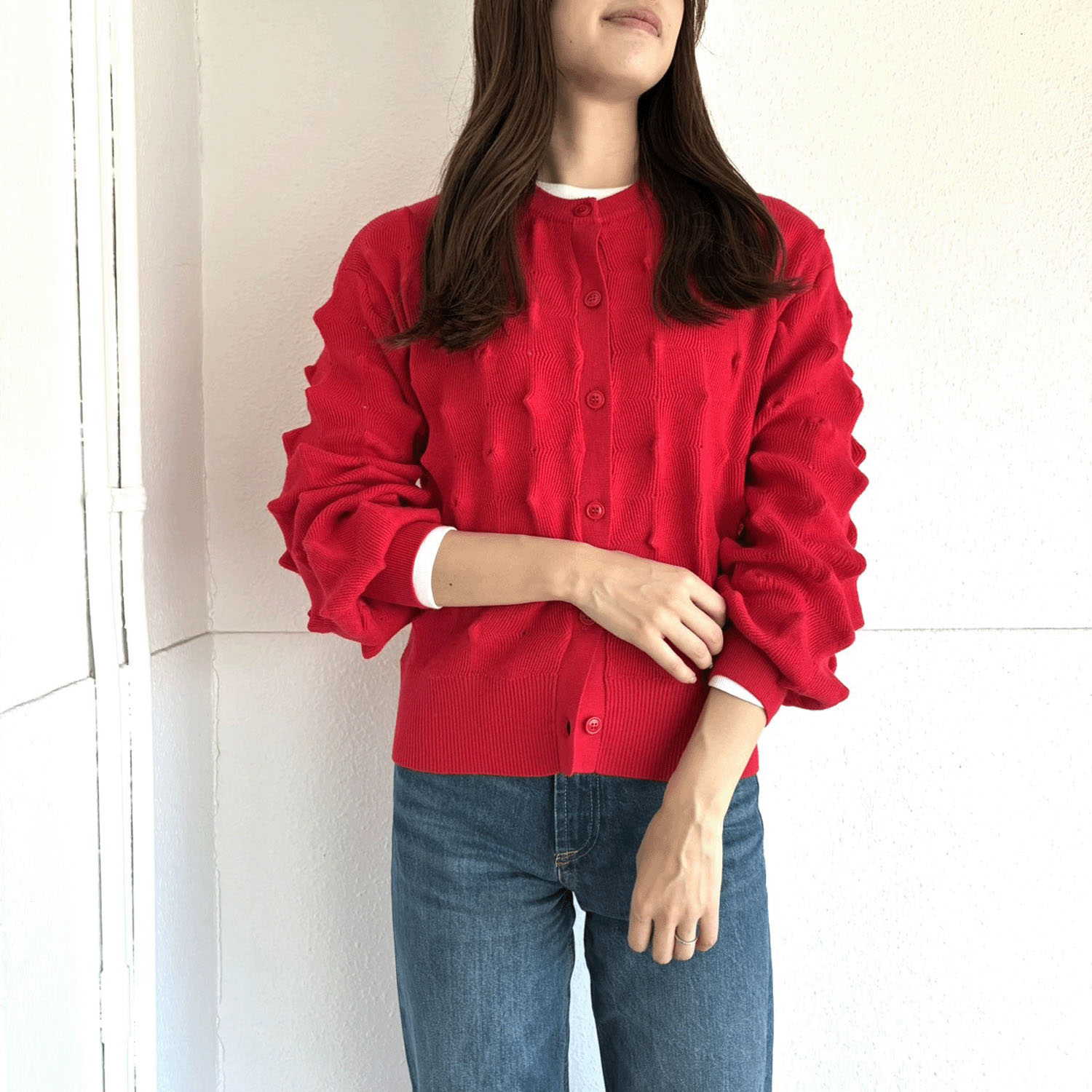 ポコポコ編地カーディガン - 画像1