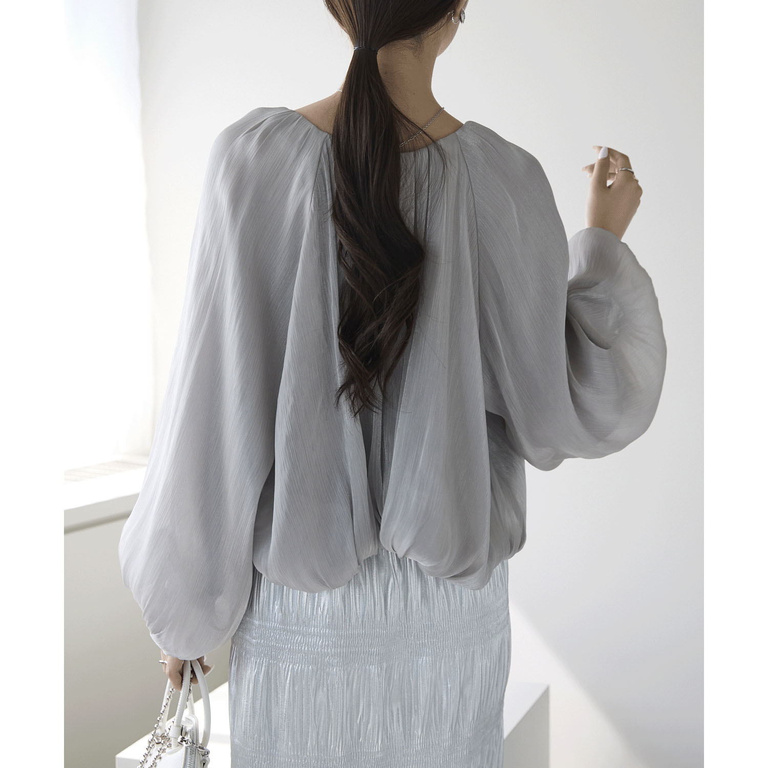 【お取り寄せ】PREFERIR（プレフェリール） ラメ楊柳バルーンスリーブボレロ - 画像3