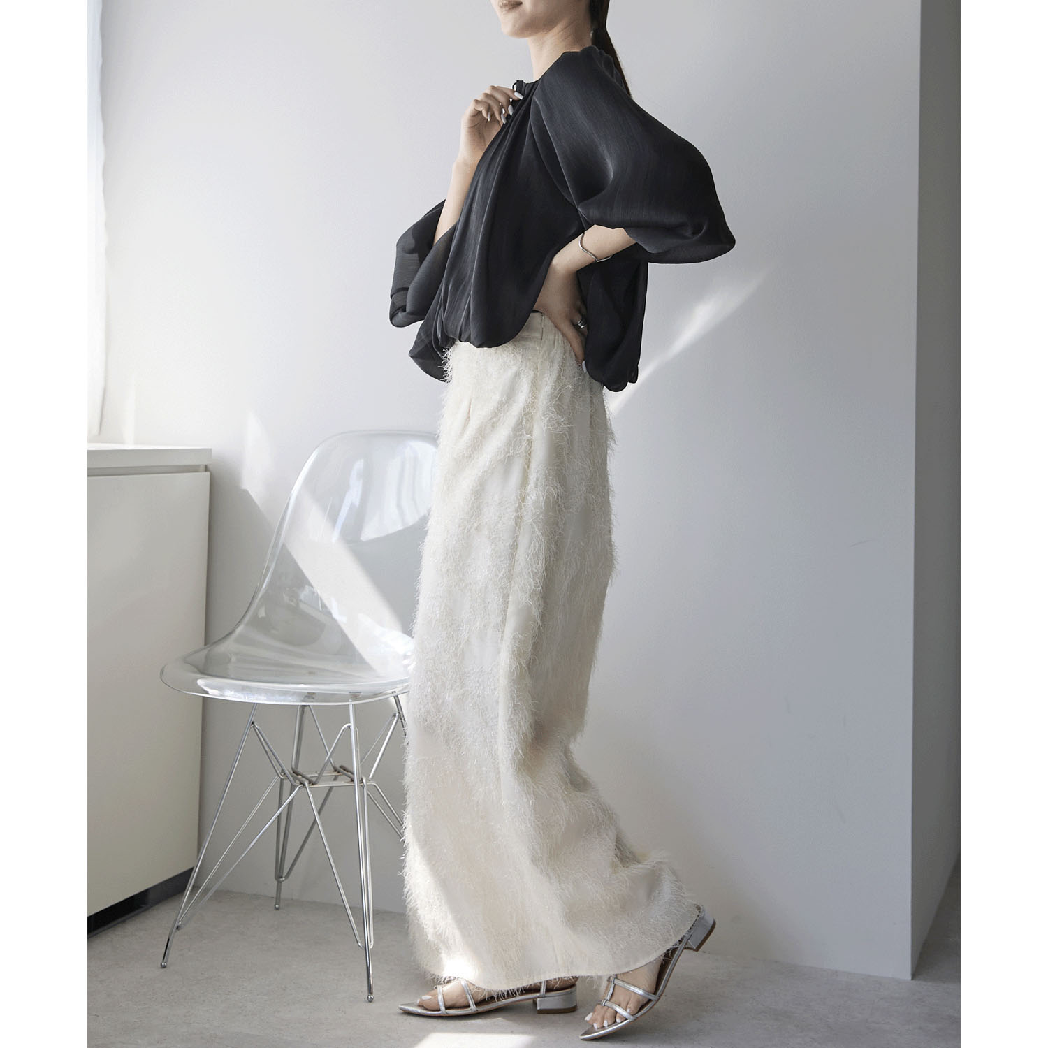 【お取り寄せ】PREFERIR（プレフェリール） ラメ楊柳バルーンスリーブボレロ - 画像24