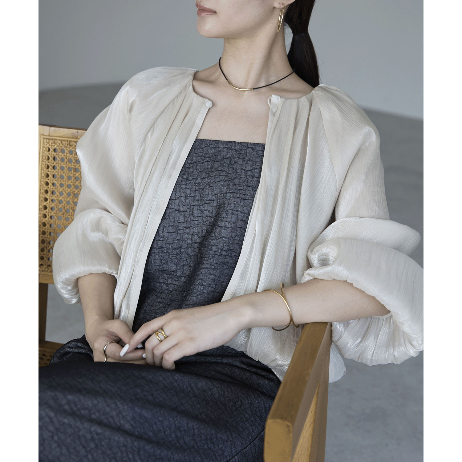 【お取り寄せ】PREFERIR（プレフェリール） ラメ楊柳バルーンスリーブボレロ - 画像27