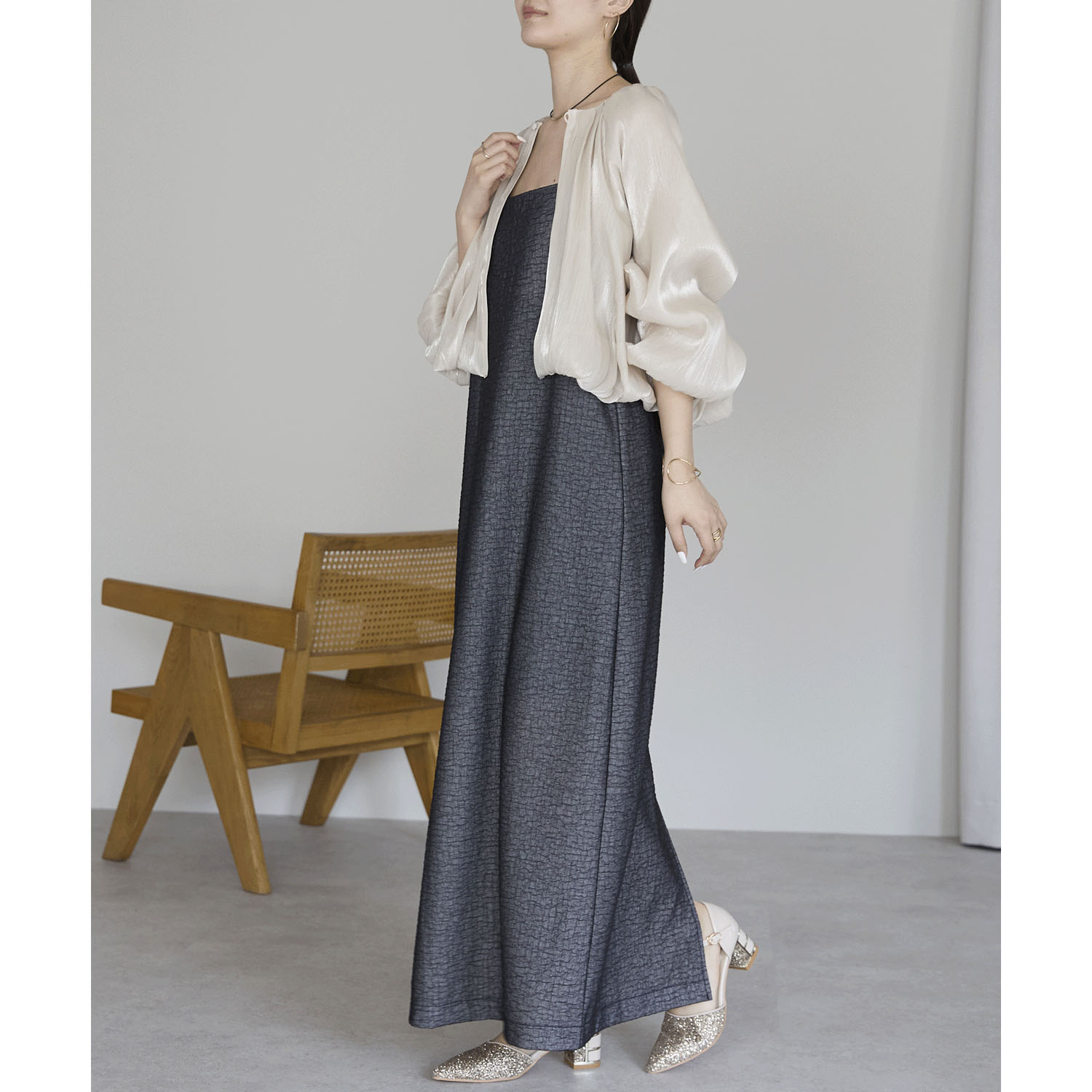 【お取り寄せ】PREFERIR（プレフェリール） ラメ楊柳バルーンスリーブボレロ - 画像35