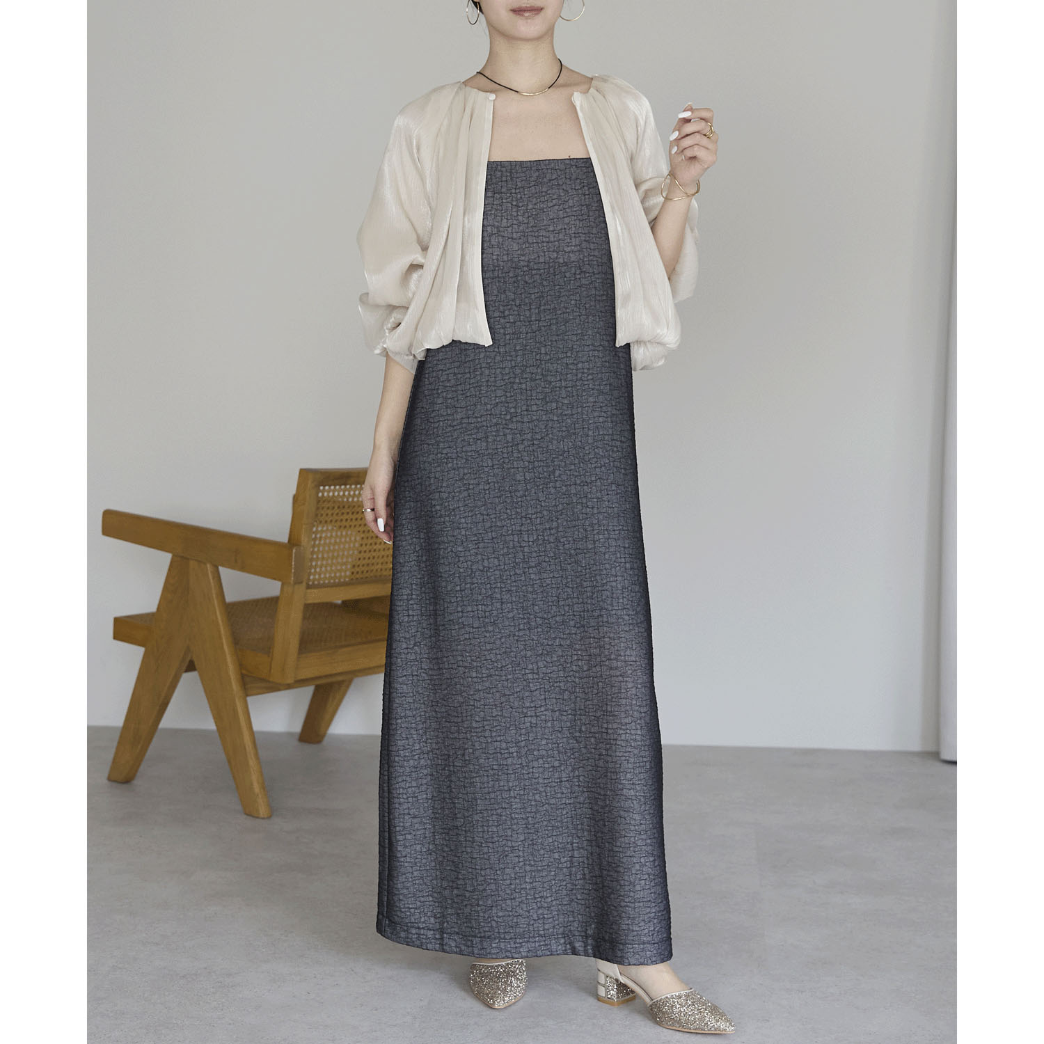 【お取り寄せ】PREFERIR（プレフェリール） ラメ楊柳バルーンスリーブボレロ - 画像36