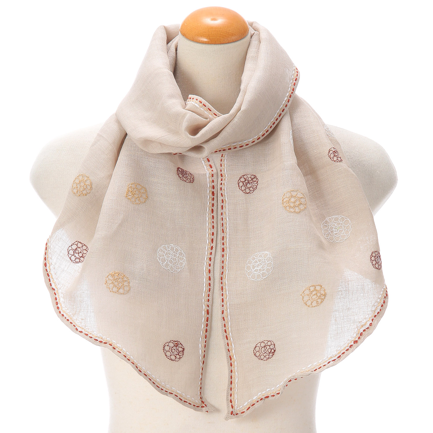 インド製コットンリネン刺繍ストール - 画像2