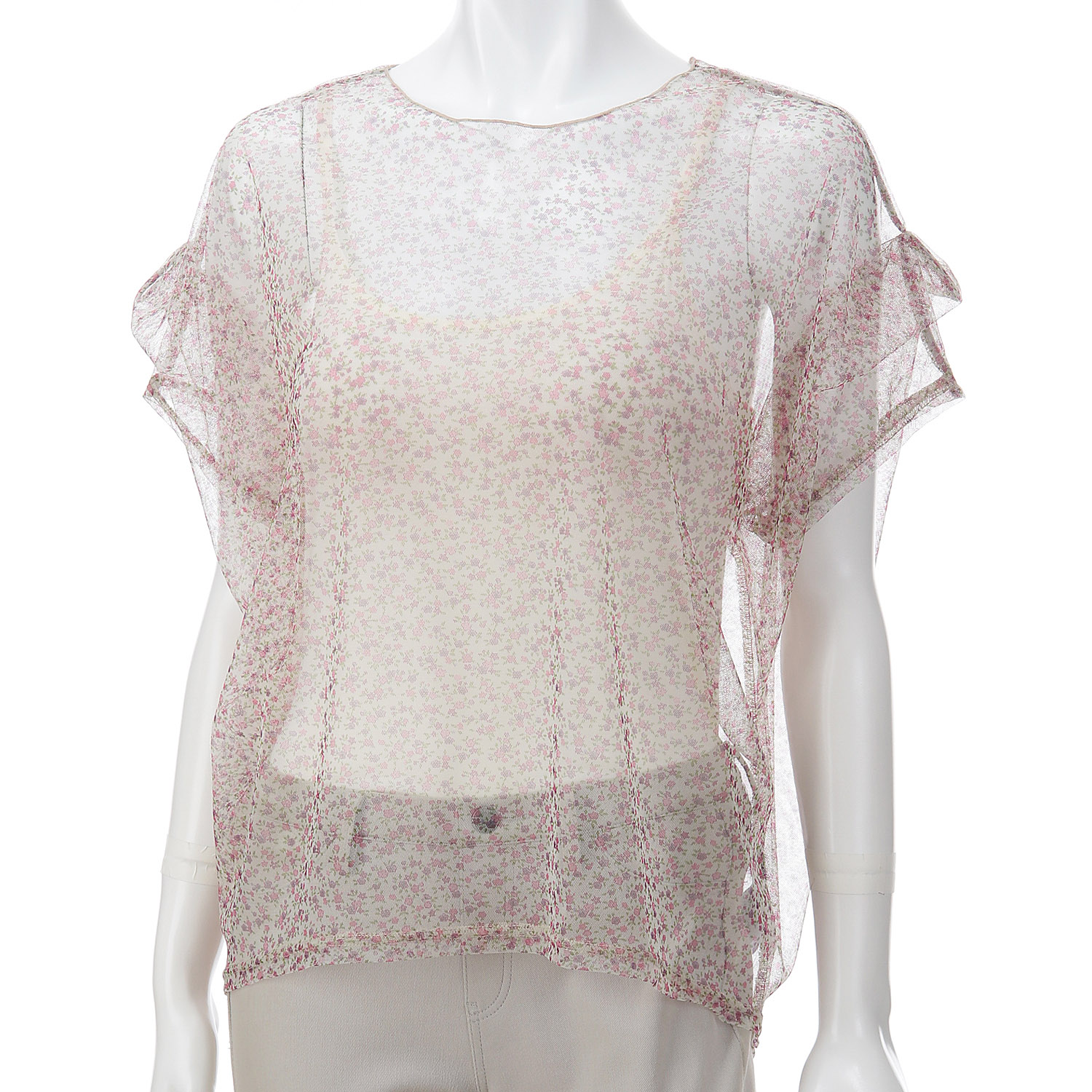 チュール小花袖タックプルオーバー