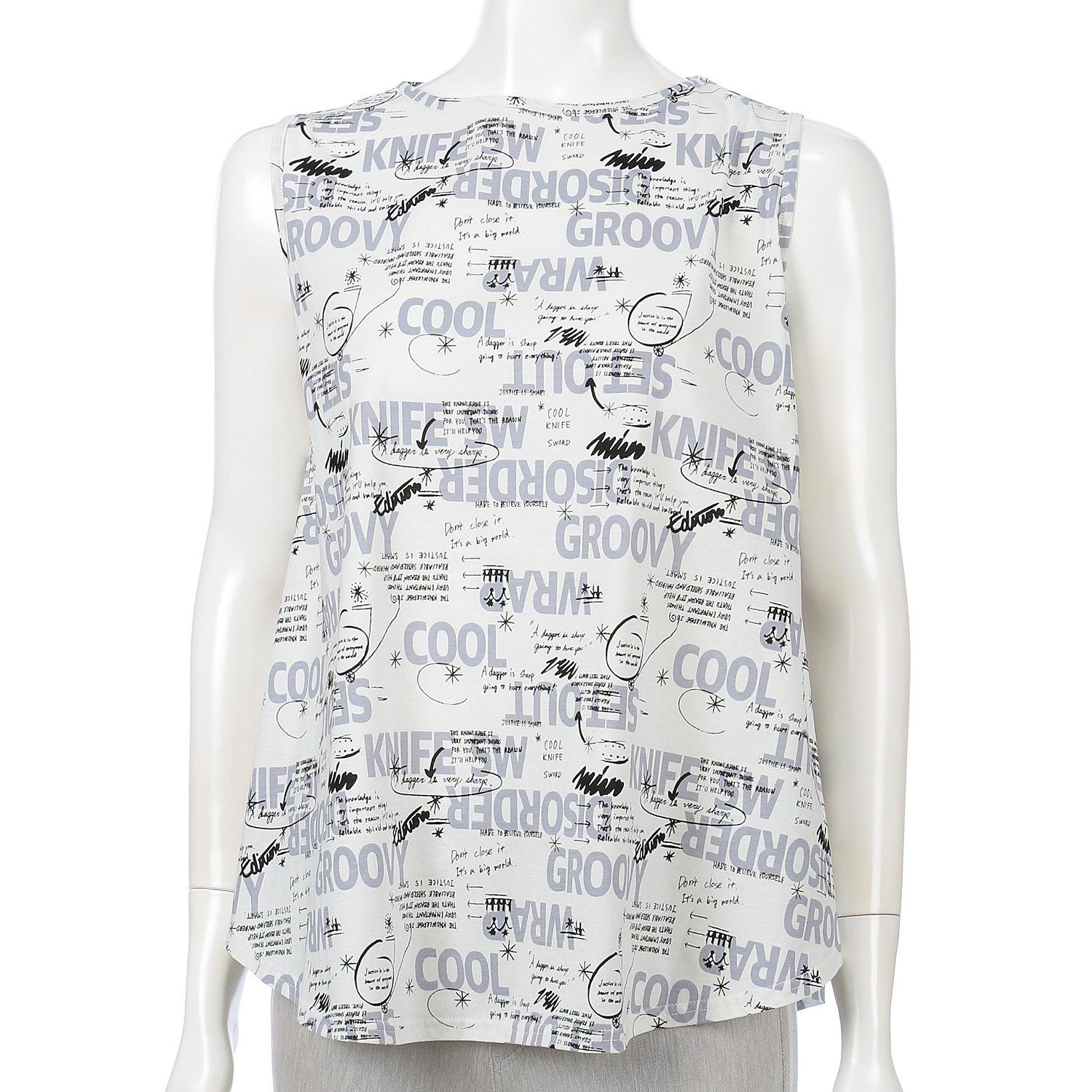 英字フレアーノースリーブカットソー - 画像2