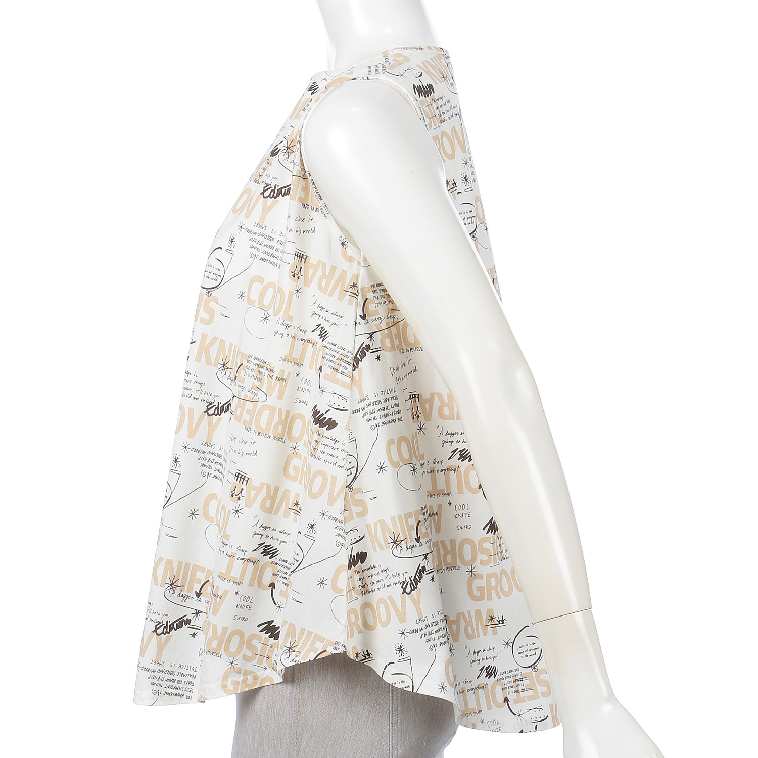 英字フレアーノースリーブカットソー - 画像4