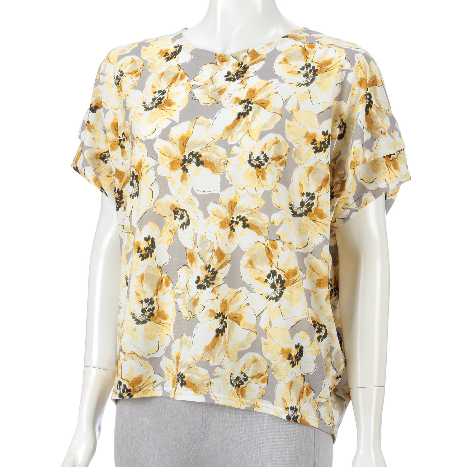 花袖タックプルオーバー