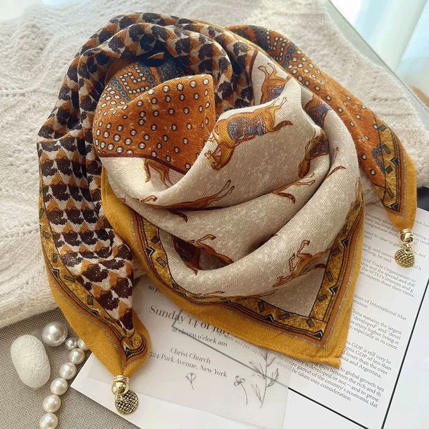 マグネットスカーフ マルチプリント ゴールド金具 - 画像4