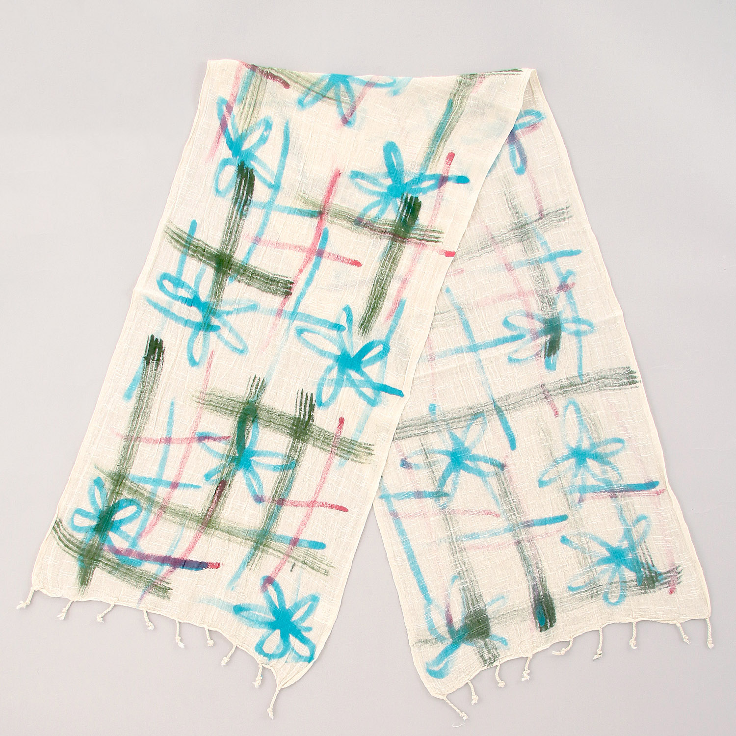 インド製 手描き風ストール カラー2 - 画像4