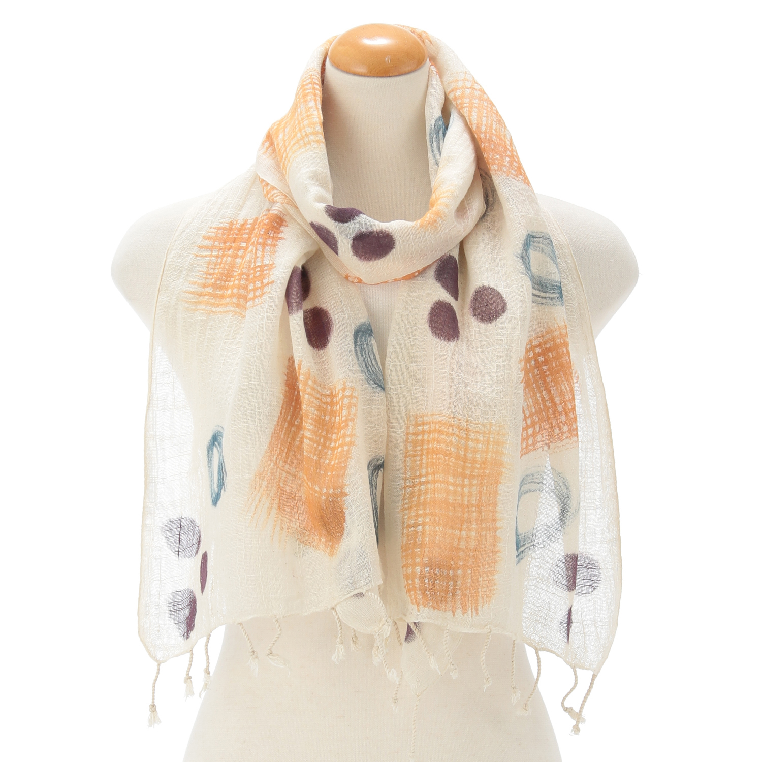 インド製 手描き風ストール カラー2 - 画像5