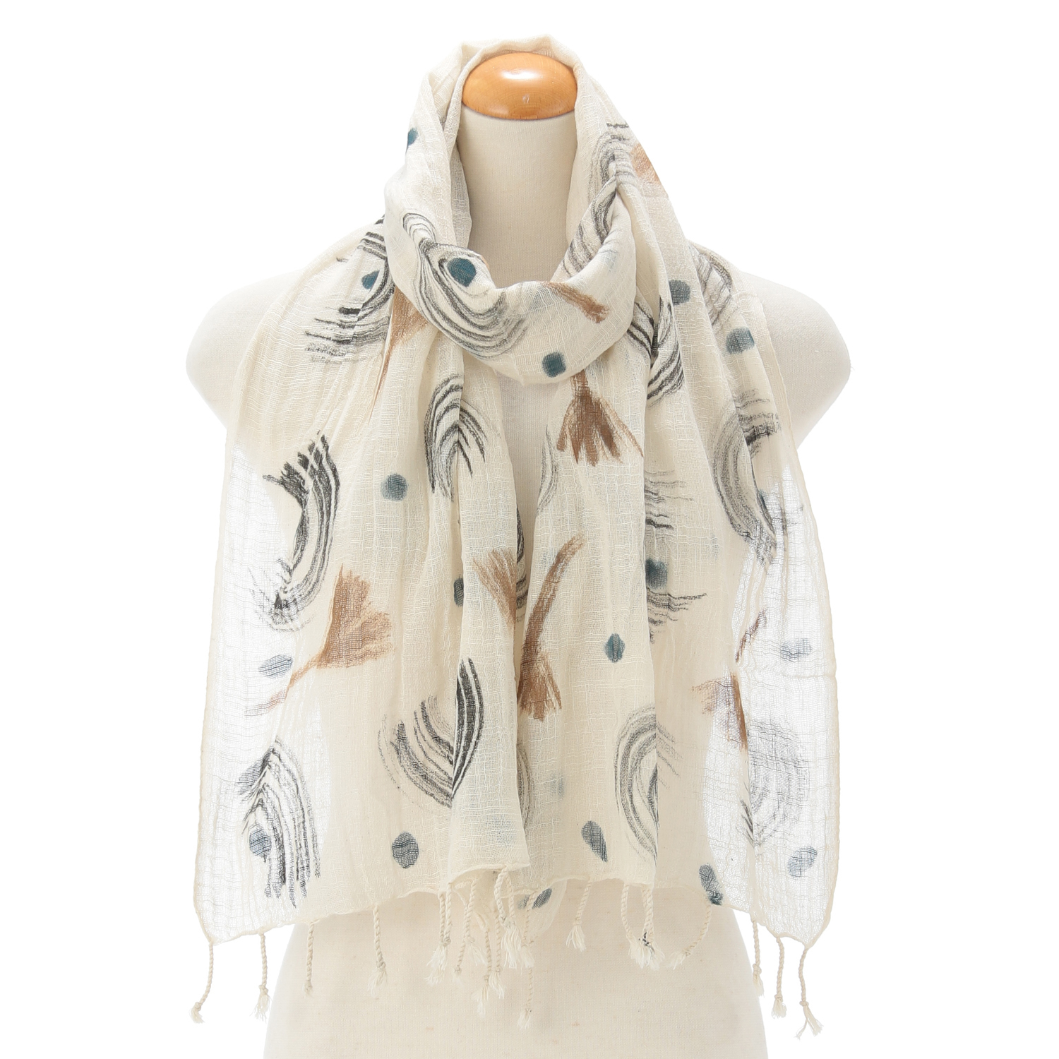 インド製 手描き風ストール カラー2 - 画像7