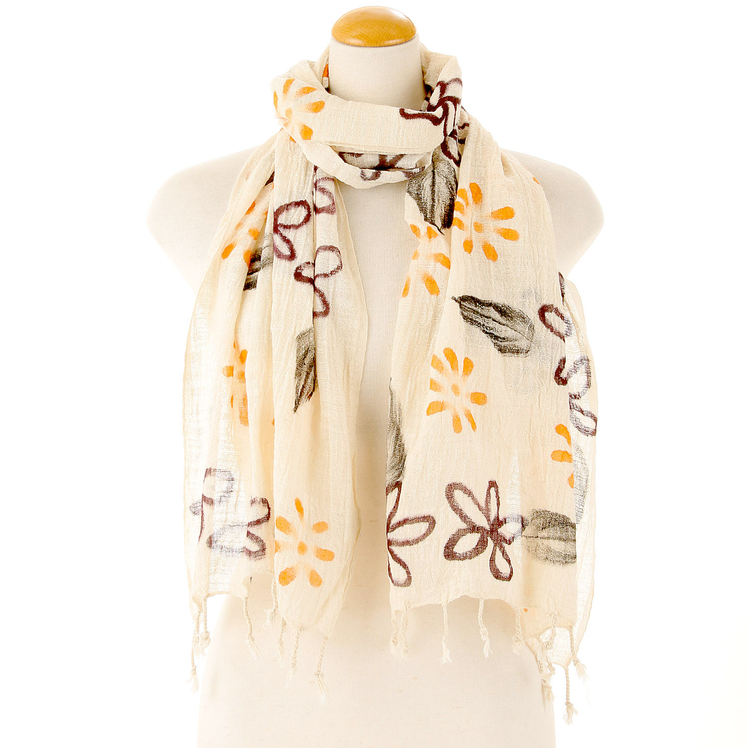 インド製 手描き風ストール カラー2 - 画像1