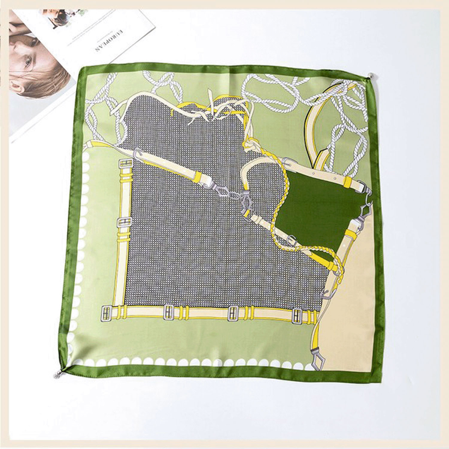 【ホワイト終了】マグネット付きスカーフ マルチプリント シルバー金具 - 画像16