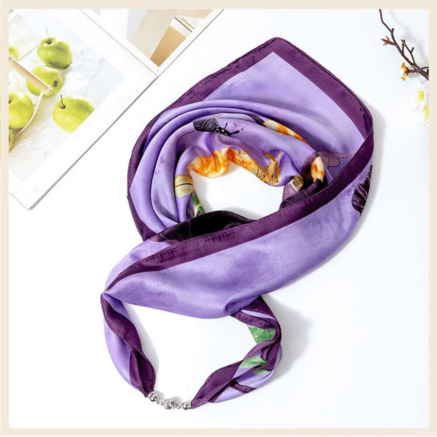 マグネット付きスカーフ マルチプリント シルバー金具 - 画像20