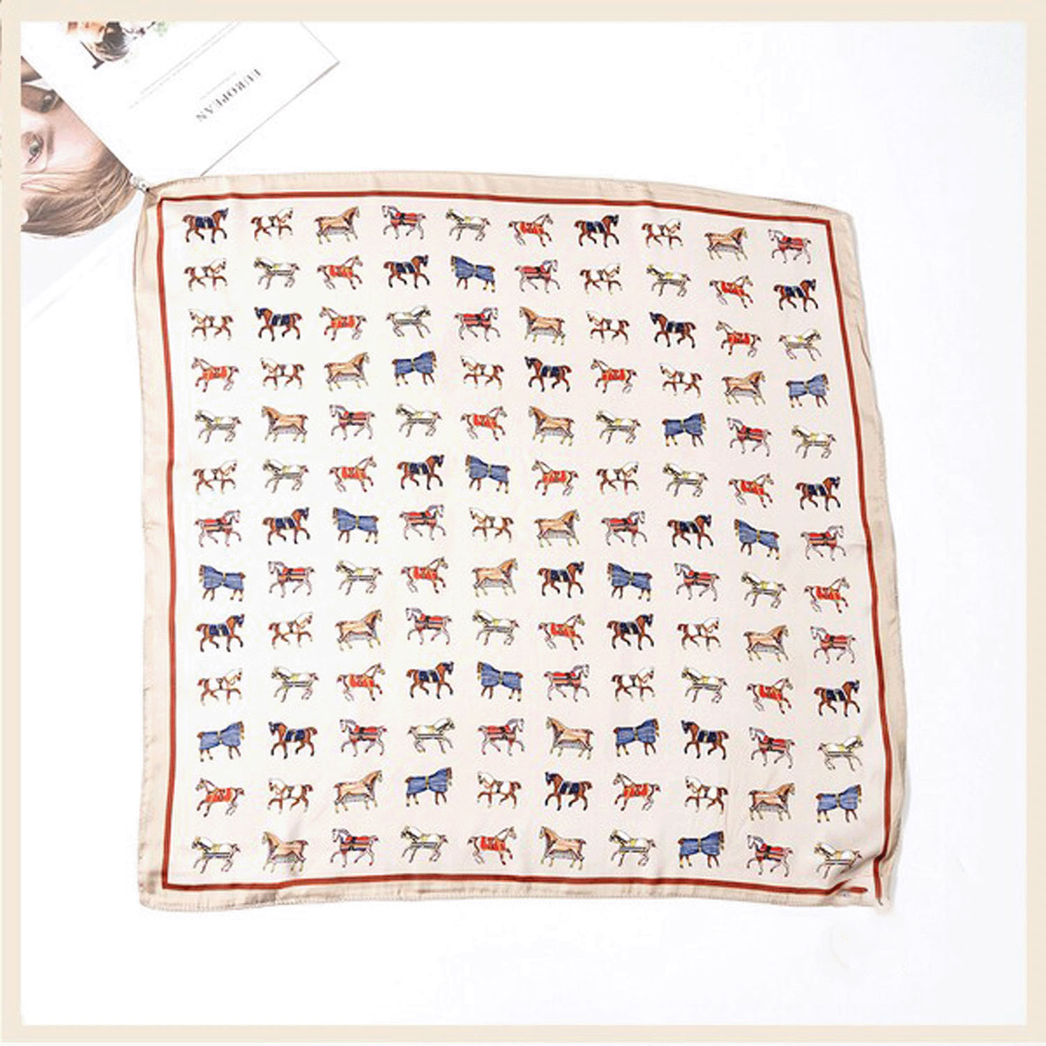 マグネット付きスカーフ マルチプリント シルバー金具 - 画像3