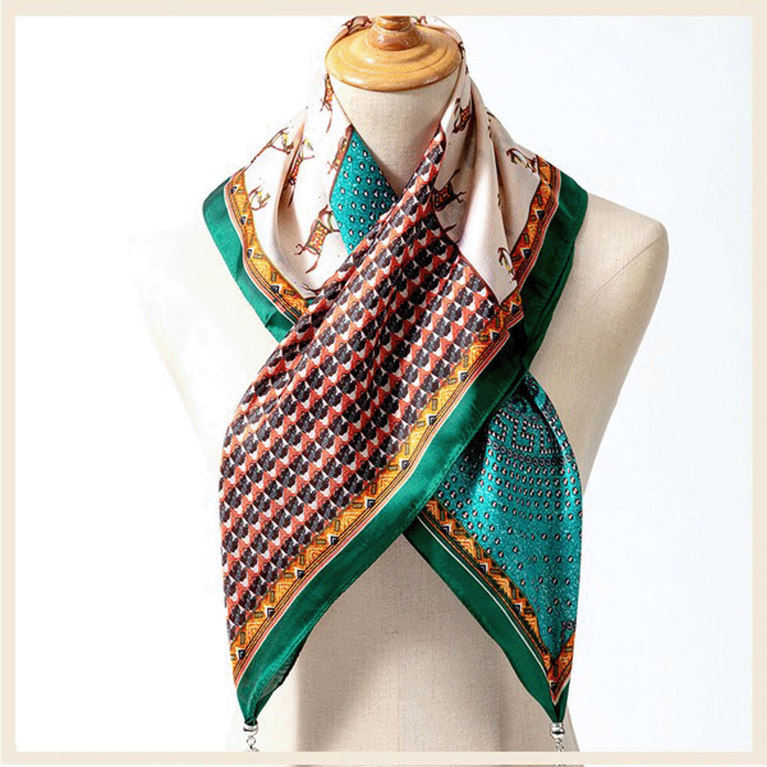 マグネット付きスカーフ マルチプリント シルバー金具 - 画像6