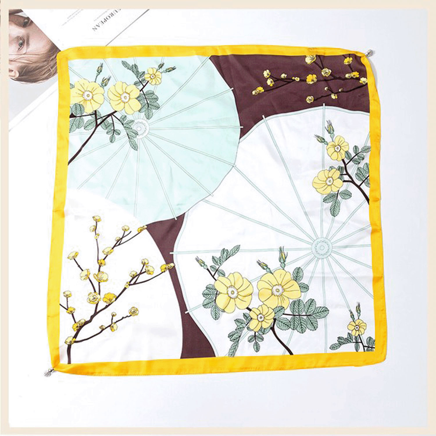 【ホワイト終了】マグネット付きスカーフ マルチプリント シルバー金具 - 画像7