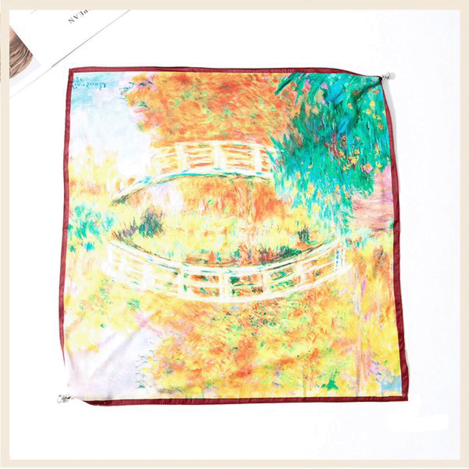 【ホワイト終了】マグネット付きスカーフ マルチプリント シルバー金具 - 画像9