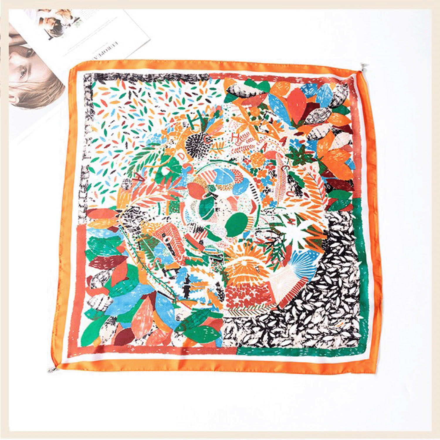 マグネット付きスカーフ マルチプリント シルバー金具 - 画像9