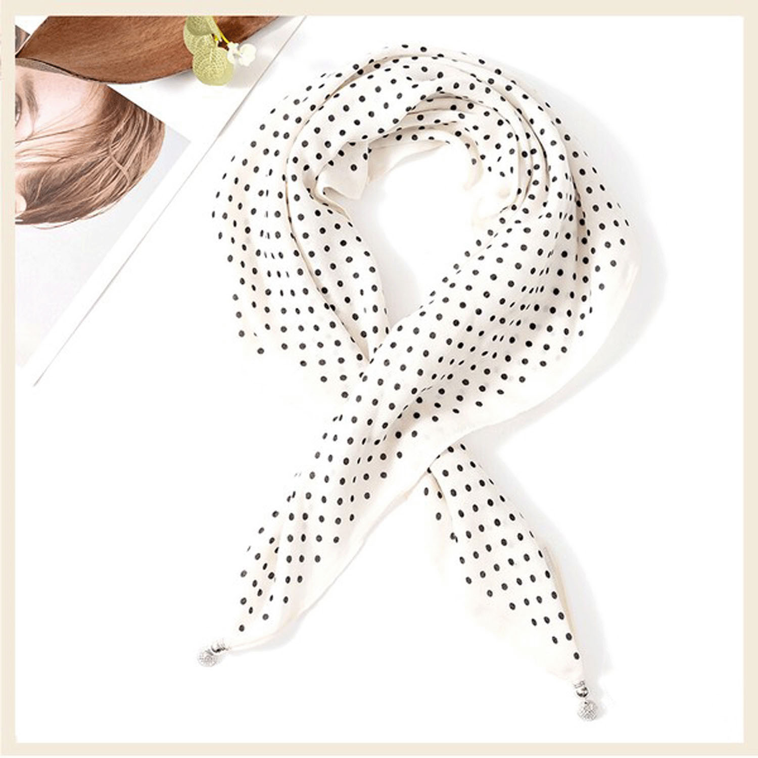 マグネット付きスカーフ ドット - 画像1