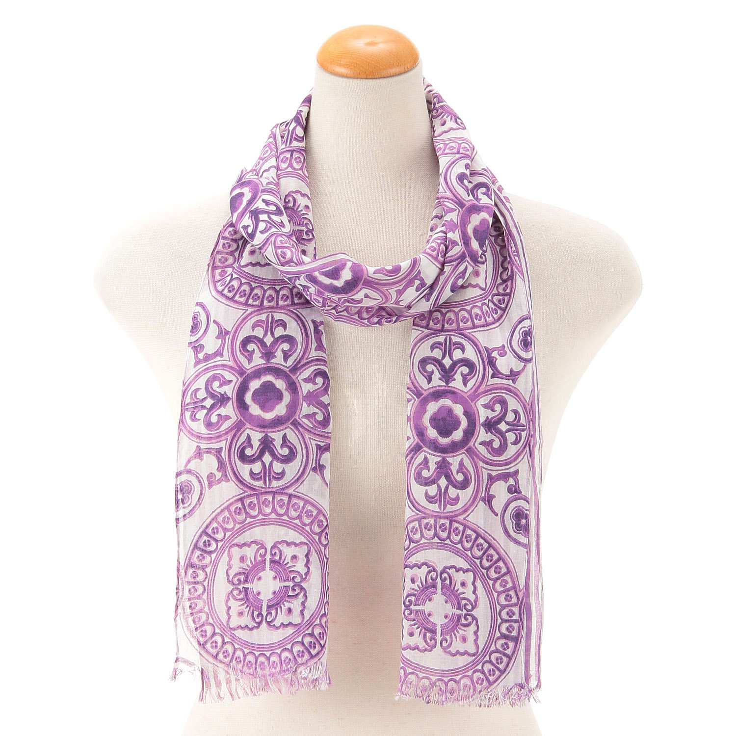 【マリンブルー、スカイブルー終了】インド製 コットンストール アラベスク - 画像5