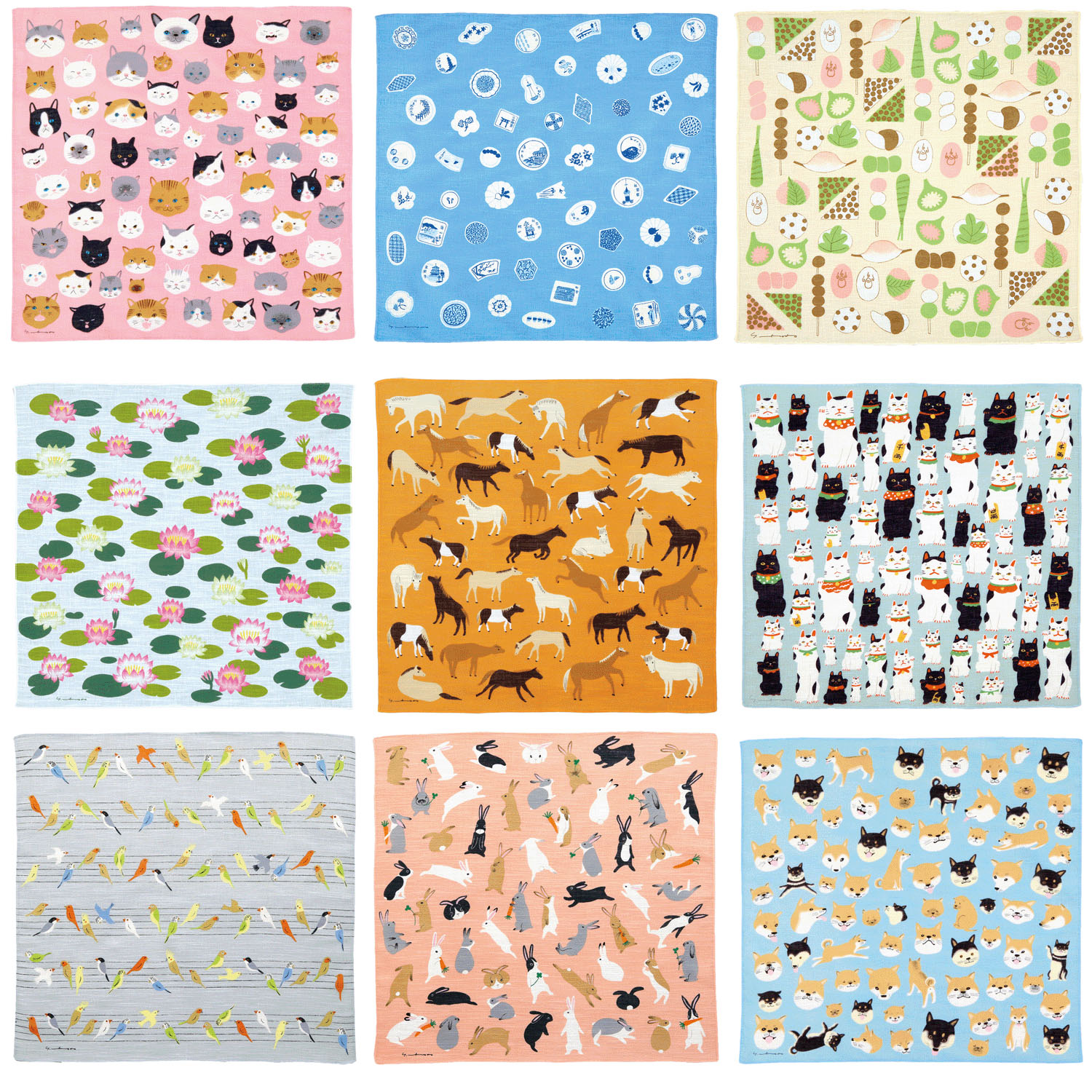 日本製 マツモトヨーコ 綿スラブハンカチスカーフ 50×50 - 画像1