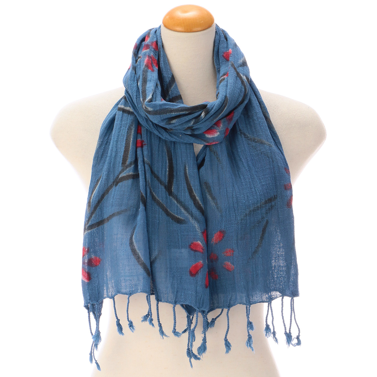 【01，02， 04終了】インド製 綿スラブストール ブルー - 画像11