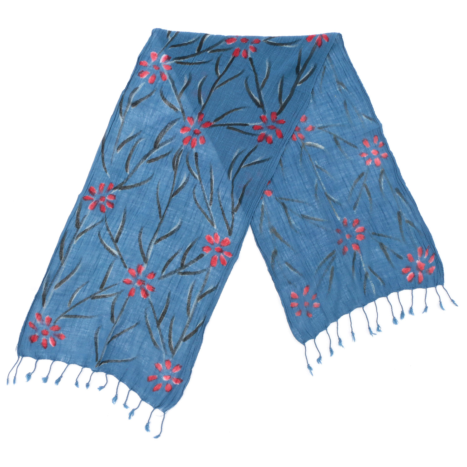 【01，02終了】インド製 綿スラブストール ブルー - 画像12