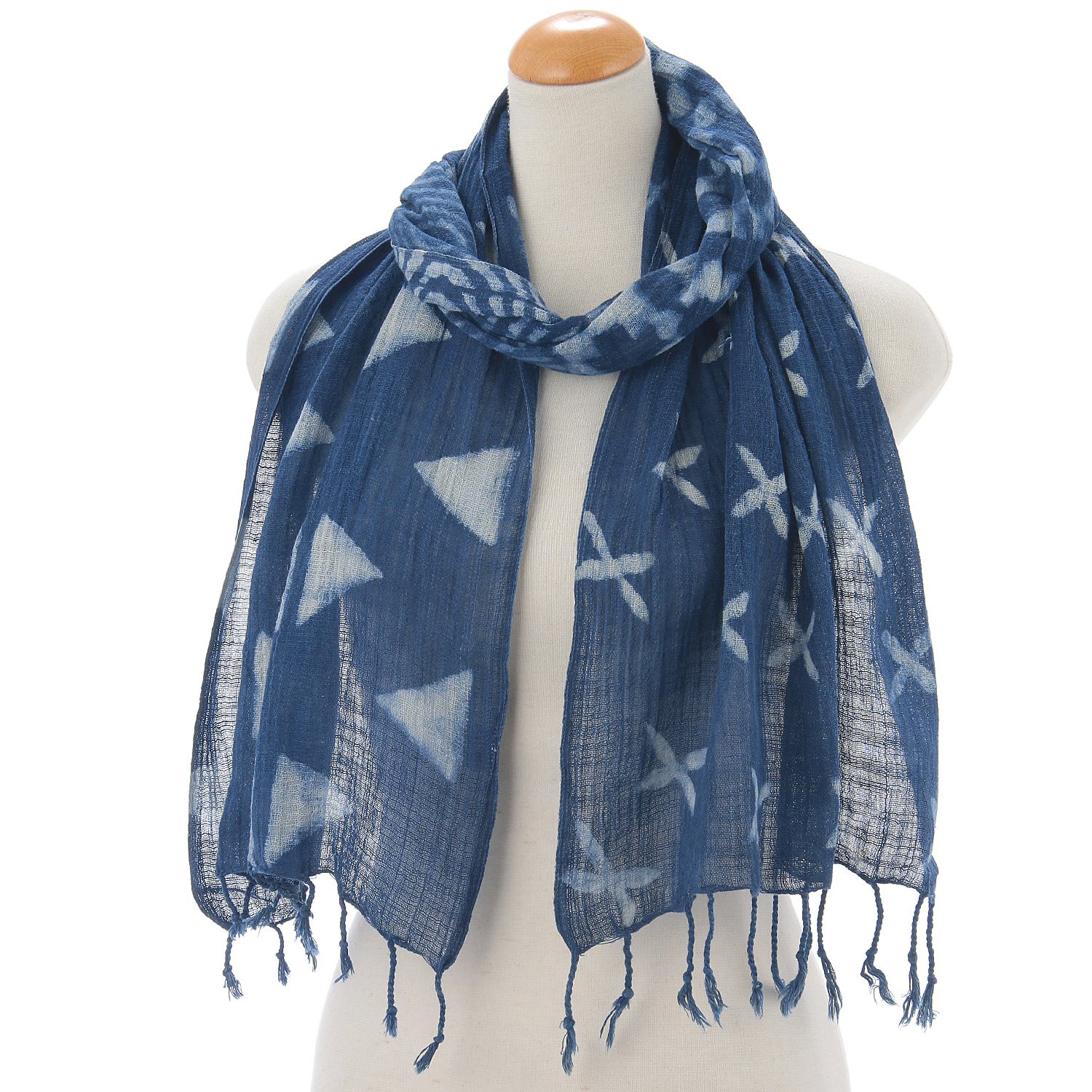 【01，02， 04終了】インド製 綿スラブストール ブルー - 画像3