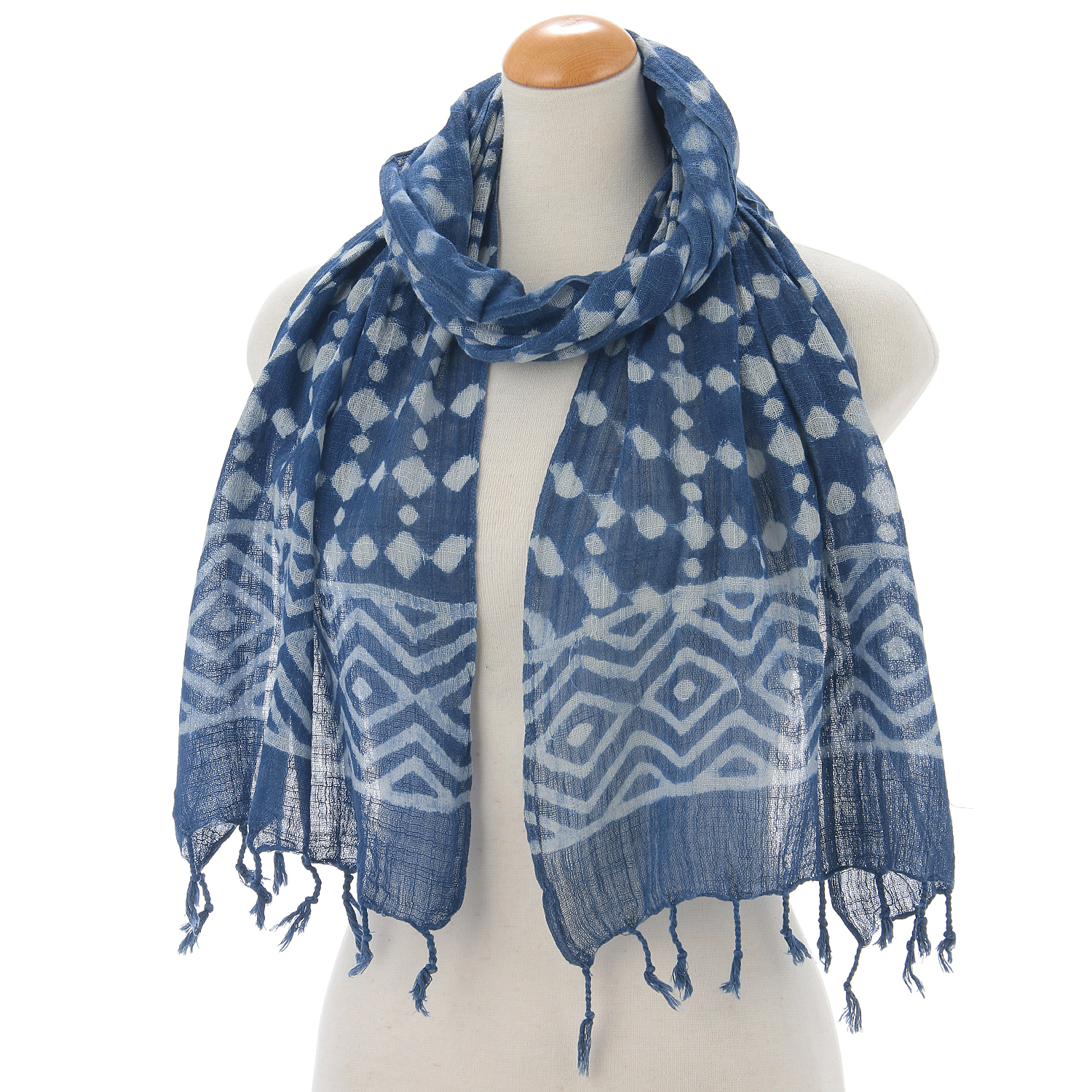 【01，02終了】インド製 綿スラブストール ブルー - 画像7