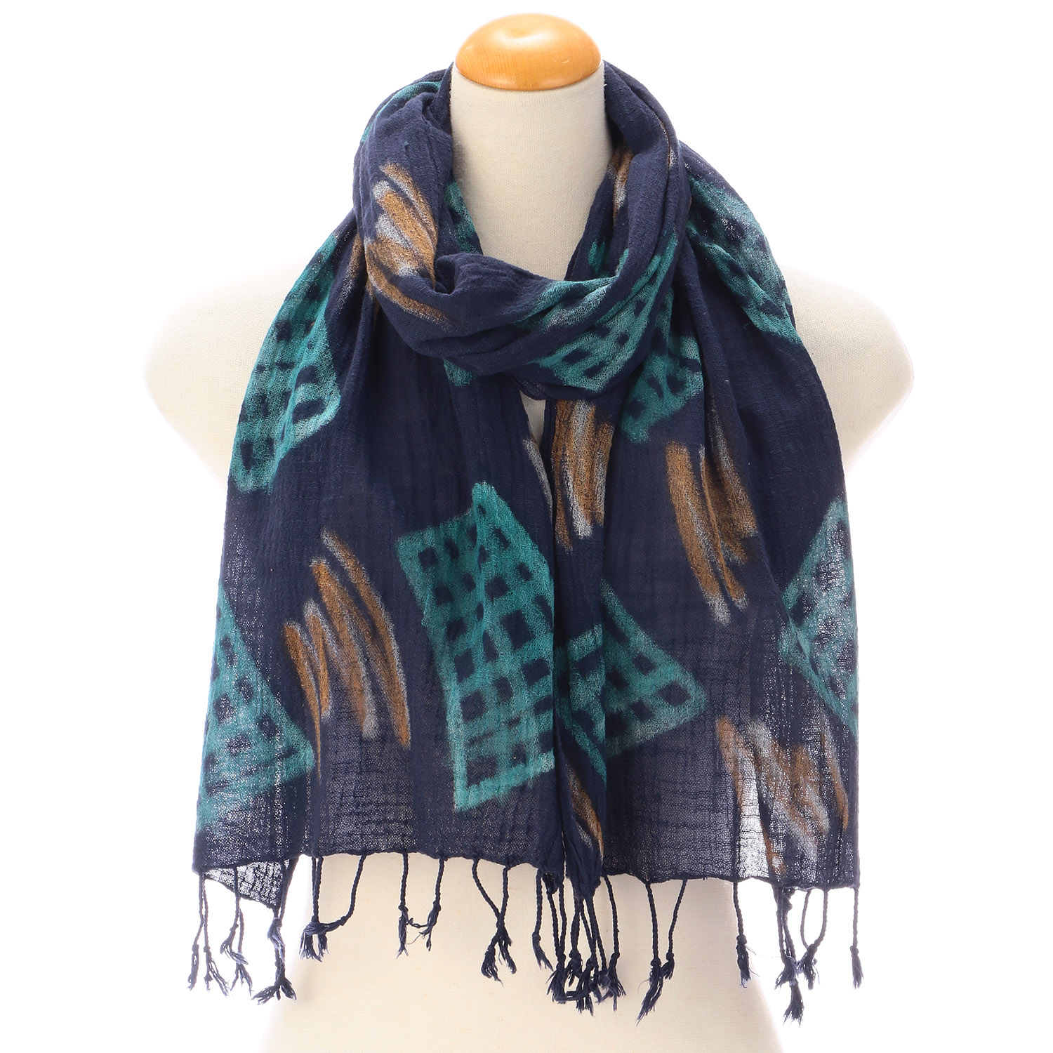 【01，02， 04終了】インド製 綿スラブストール ブルー - 画像9