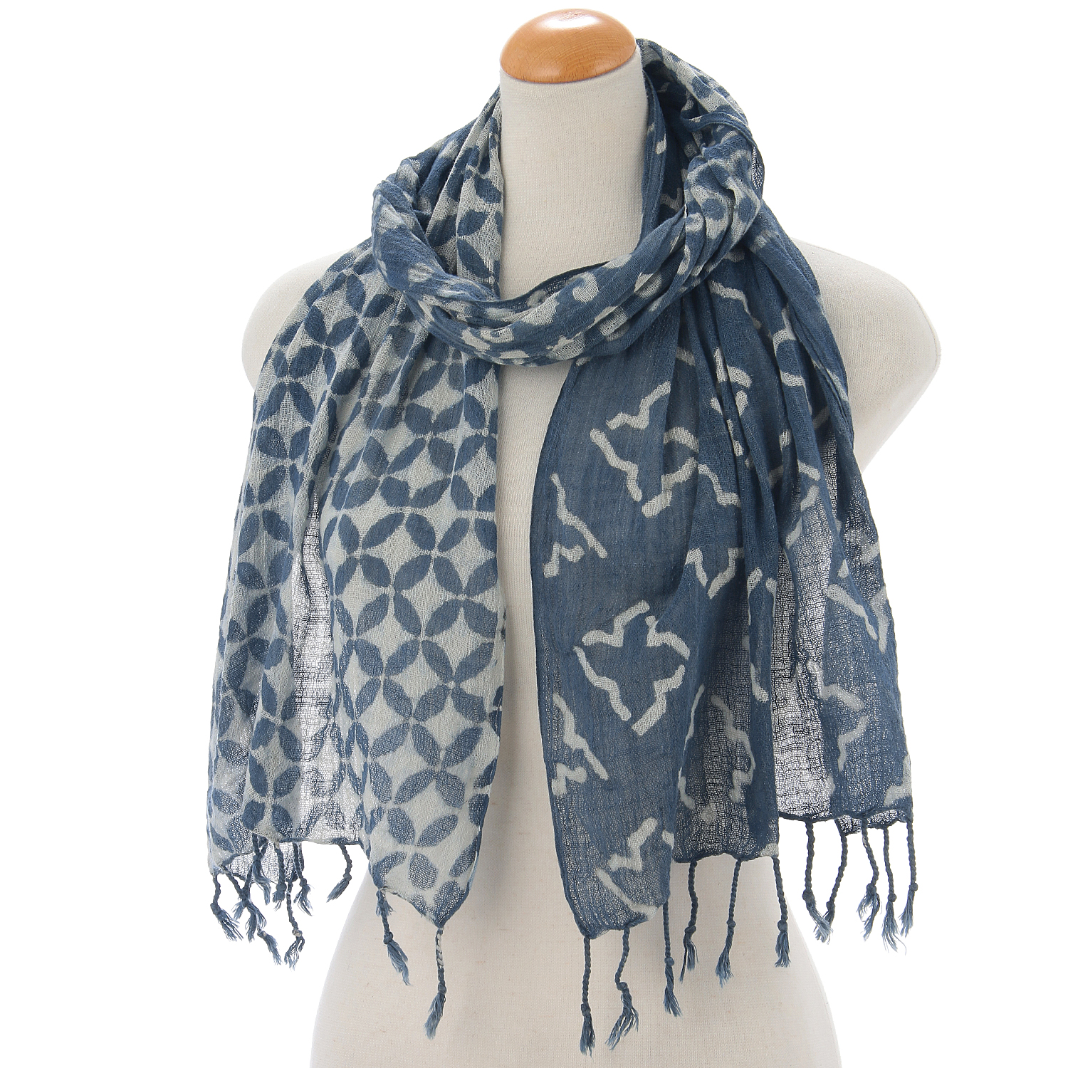 【01，02終了】インド製 綿スラブストール ブルー