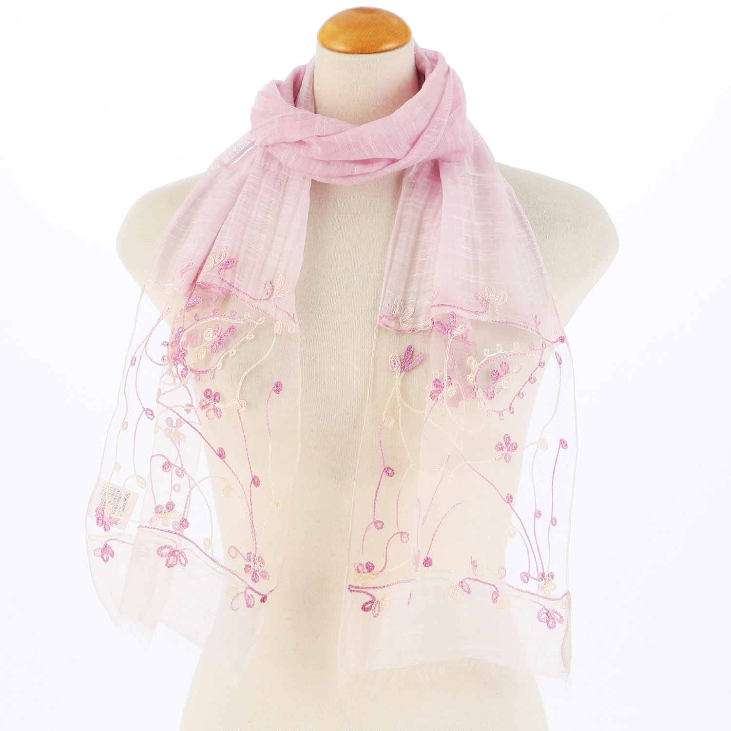 インド製 綿シルク刺繍ストール - 画像2