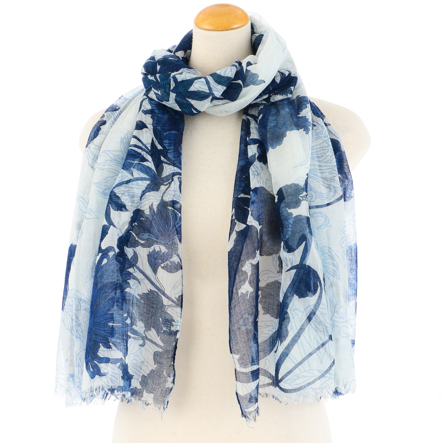 インド製 コットンガーゼ調大判ストール - 画像1