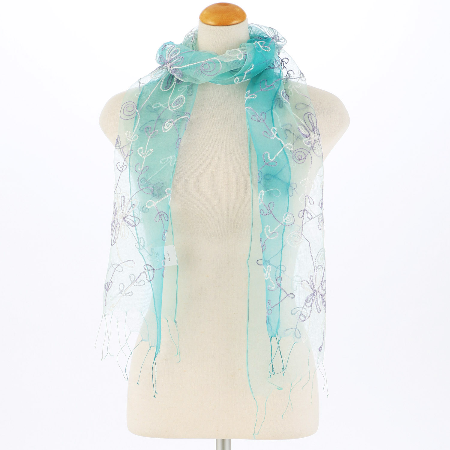 インド製 シルク刺繍グラデーションストール - 画像3