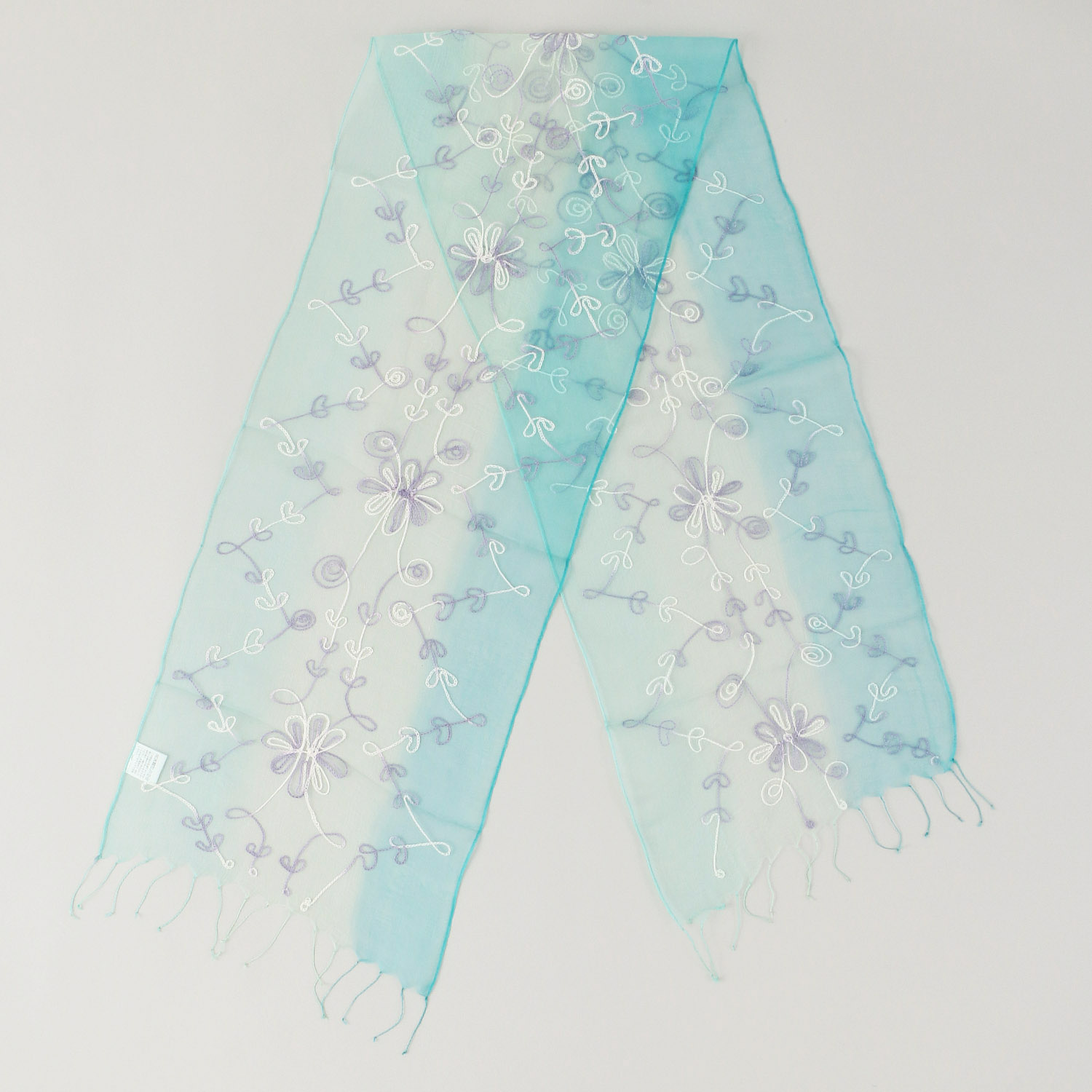 インド製 シルク刺繍グラデーションストール - 画像4