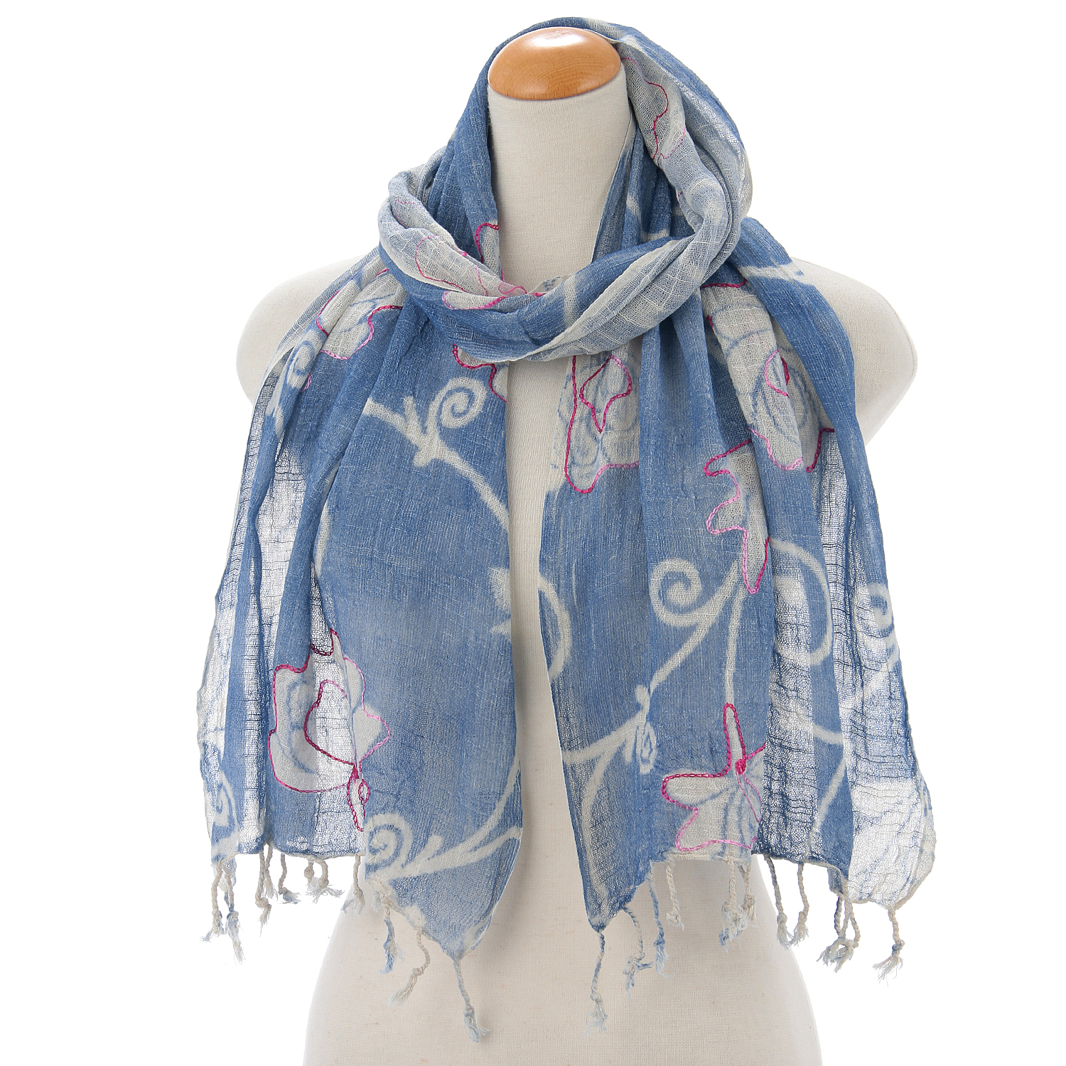 インド製 コットンストール ライトブルー - 画像1