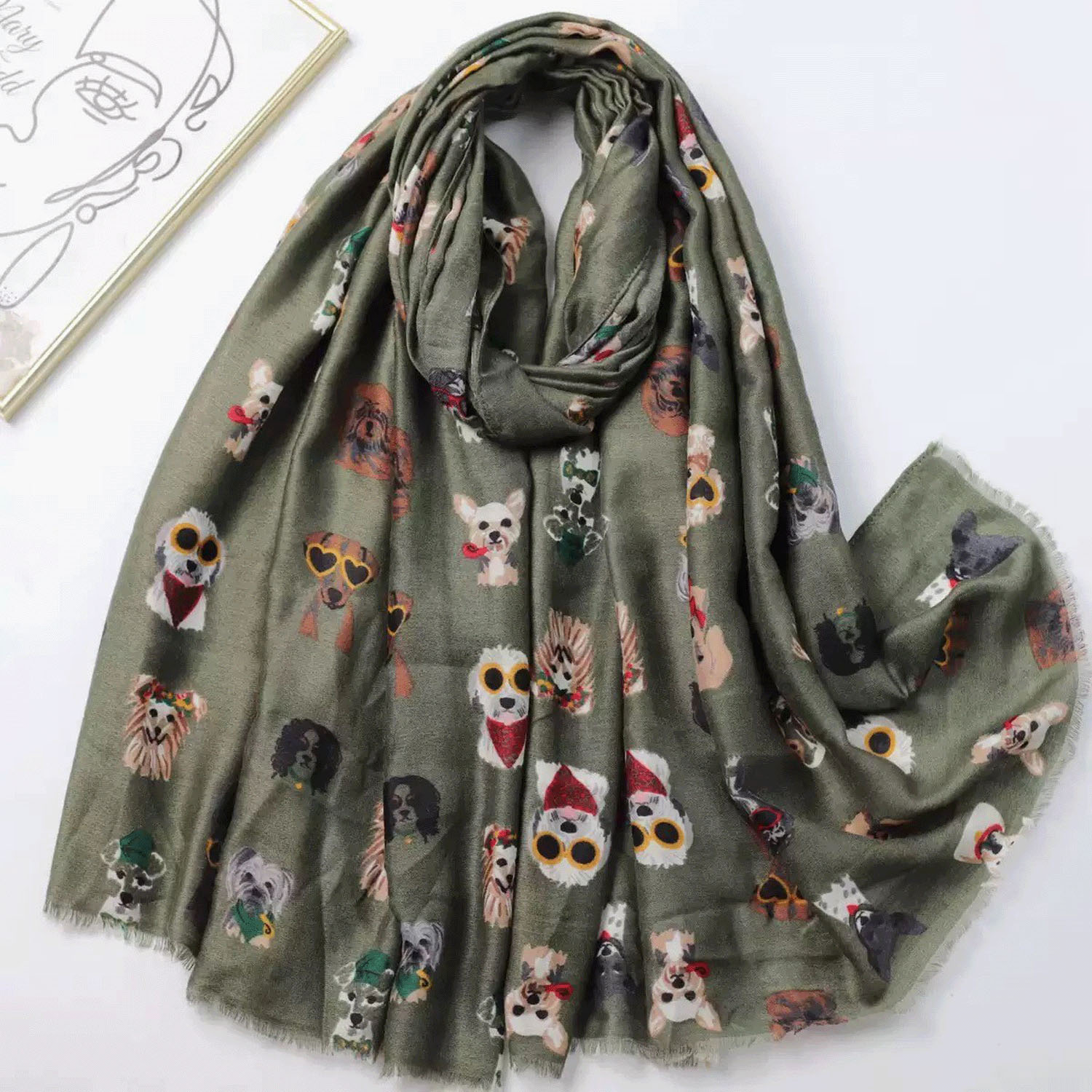 犬柄大判ストール - 画像2